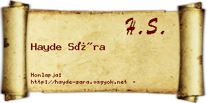 Hayde Sára névjegykártya